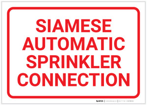 Siamese Automatic Sprinkler Connection White Landscape - Label