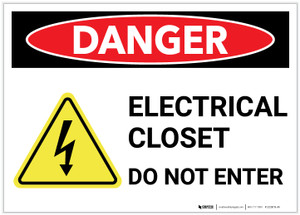 Danger: Electrical Closet Do Not Enter With Graphic - Label