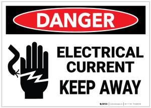 Danger: Electrical Current Keep Away with Icon - Label