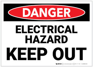 Danger: Electrical Hazard - Keep Out - Label