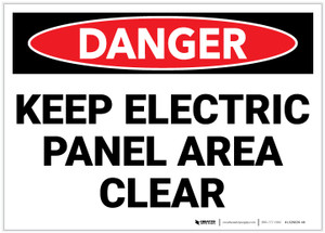 Danger: Keep Electric Panel Area Clear - Label Danger: Keep Electric Panel Area Clear - Label