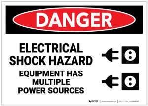 Danger: Electrical Shock Hazard - Equipment has Multiple Power Sources with Graphic - Label