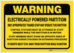 Warning: Electrically Powered Partition - Label