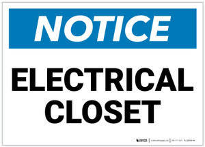 Notice: Electrical Closet - Label
