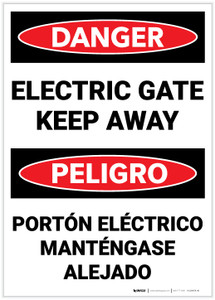 Danger: Electric Gate Keep Away Bilingual Spanish - Label