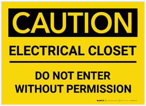 Caution: Electrical Closet/Do Not Enter Without Permission - Label
