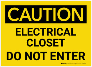 Caution: Electrical Closet - Do Not Enter - Label