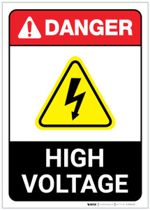 Danger: High Voltage Portrait ANSI - Label