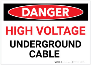 Danger: High Voltage - Underground Cable - Label