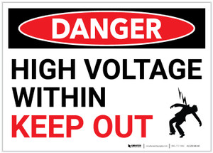 Danger: High Voltage Within - Keep Out - Label