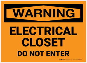 Warning: Electrical Closet - Do Not Enter - Label