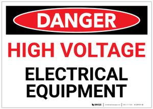 Danger: High Voltage - Electrical Equipment - Label