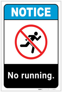 Notice: No Running Portrait ANSI - Label