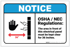 Notice: OSHA NEC Electrical Panel Regulations ANSI - Label Notice: OSHA NEC Electrical Panel Regulations ANSI - Label