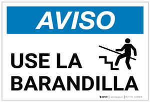 Notice: Use Handrail Spanish with Icon - Label