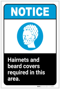 Notice: Hairnets/Beard Covers Required In This Area Portrait ANSI - Label