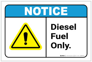 Notice: Diesel Fuel Only with Icon ANSI - Label