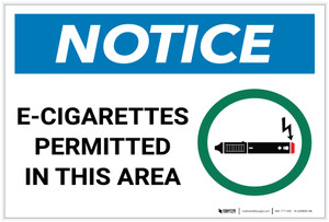 Notice: E-Cigarettes Permitted In This Area with Icon - Label