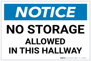 Notice: No Storage Allowed In Hallway - Label
