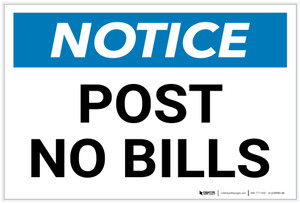 Notice: Post No Bills - Label