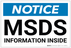 Notice: MSDS Information Inside - Label