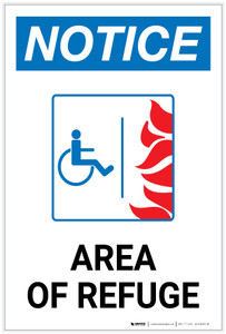 Notice: Area of Refuge With Handicapped Symbol - Label