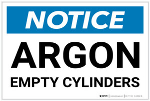 Notice: Argon Empty Cylinders - Label