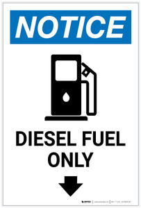Notice: Diesel Fuel Only Portrait with Icon - Label