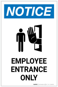 Notice: Employee Entrance Only Portrait - Label