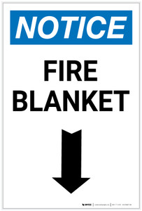 Notice: Fire Blanket with Down Arrow Portrait - Label