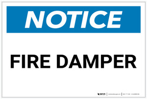 Notice: Fire Damper - Label