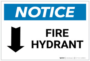 Notice: Fire Hydrant with Arrow Down - Label