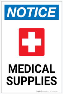 Notice: Medical Supplies Portrait with Health Icon - Label Notice: Medical Supplies Portrait with Health Icon - Label