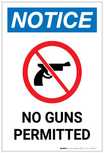 Notice: No Guns Permitted with Icon Portrait - Label