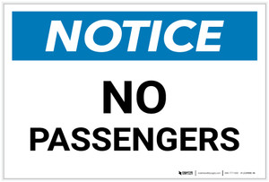 Notice: No Passengers - Label