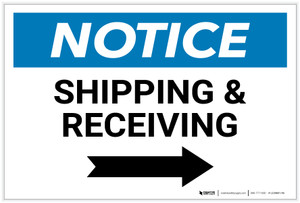Notice: Shipping & Receiving with Right Arrow - Label