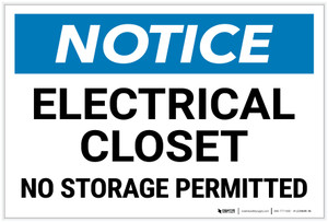 Notice: Electrical Closet No Storage Permitted Landscape - Label