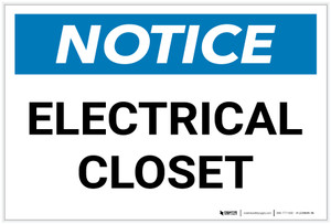 Notice: Electrical Closet Landscape - Label