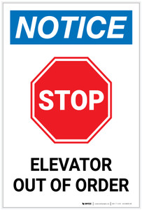 Notice: Stop Elevator Out Of Order Icon Portrait - Label