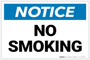 Notice: No Smoking Landscape - Label