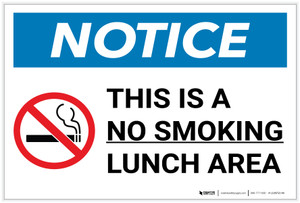 Notice: This Is A No Smoking Lunch Area with Icon Landscape - Label