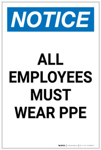Notice: All Employees Must Wear PPE Portrait - Label