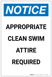 Notice: Appropriate Clean Swim Attire Required Portrait - Label
