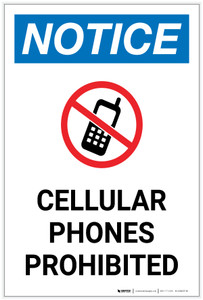 Notice: Cellular Phones Prohibited with Icon Portrait - Label