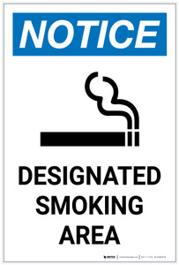 Notice: Designated Smoking Area with Icon Portrait - Label Notice: Designated Smoking Area with Icon Portrait - Label