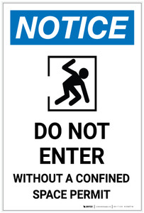 Notice: Do Not Enter Without Confined Space Permit Portrait - Label