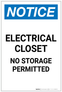 Notice: Electrical Closet No Storage Permitted Portrait - Label