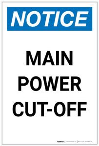 Notice: Main Power Cut Off Portrait - Label