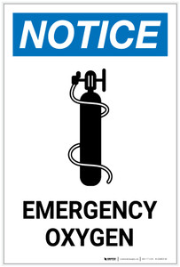 Notice: Emergency Oxygen with Icon Portrait - Label