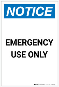 Notice: Emergency Use Only Portrait - Label